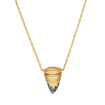 Labradorite Lotus Locket Necklace | Satya