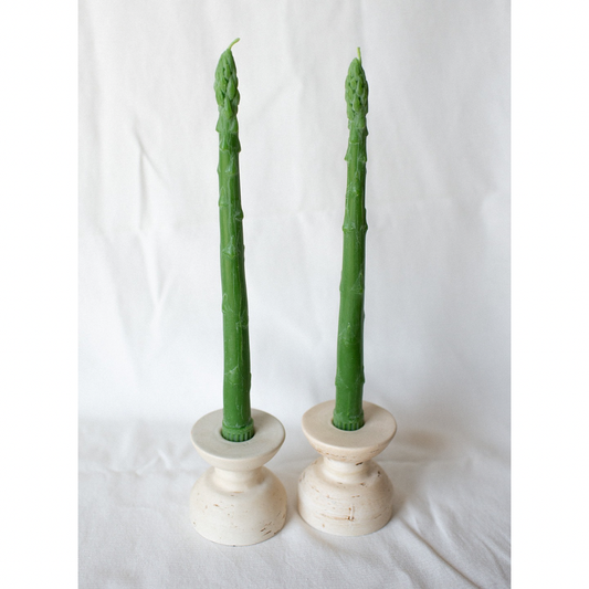 Asparagus Taper Candle Set of 2