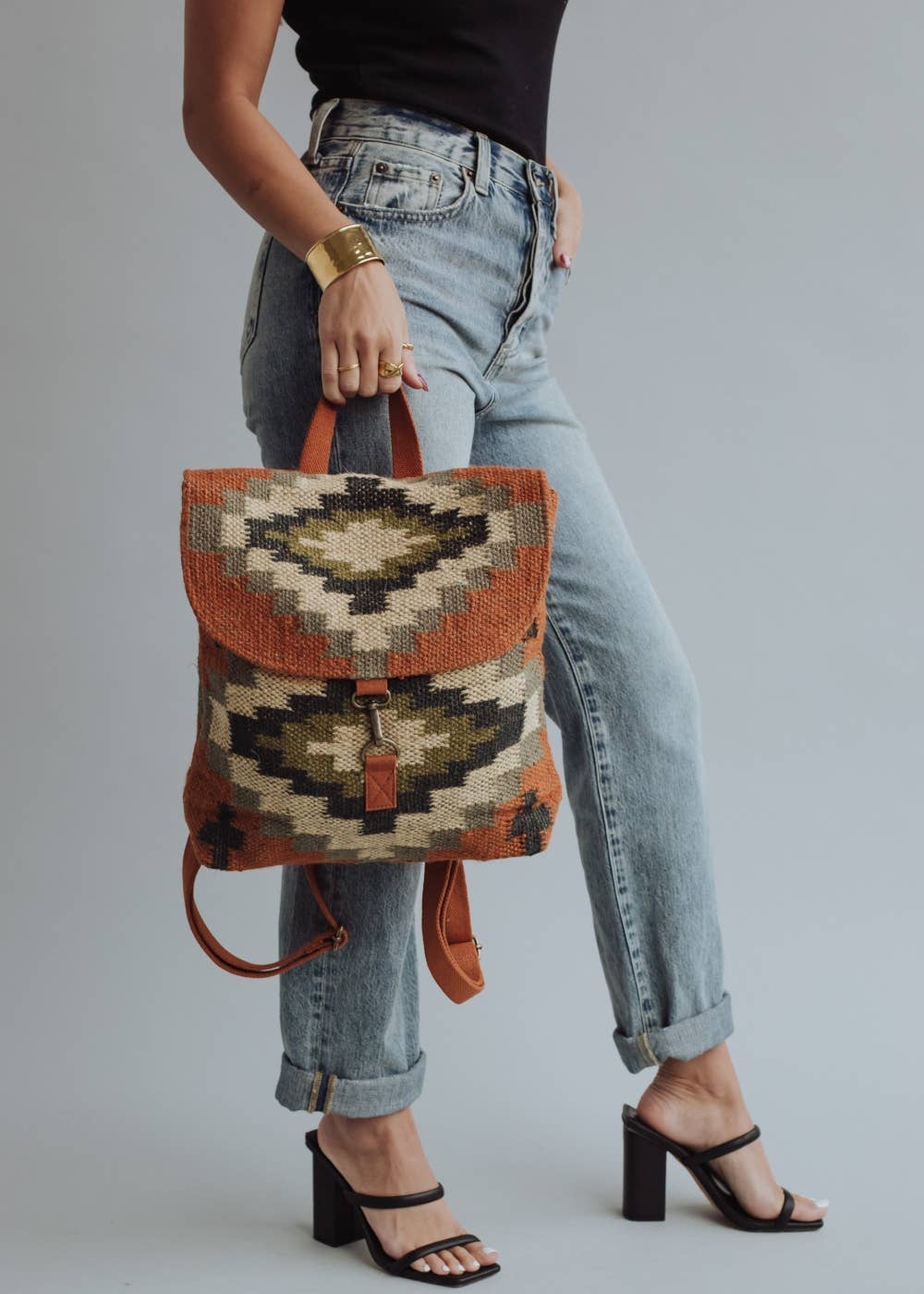 Rust, Cream, & Green Aztec Backpack