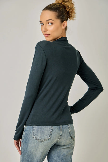 Modal Mock Neck Top in Teal