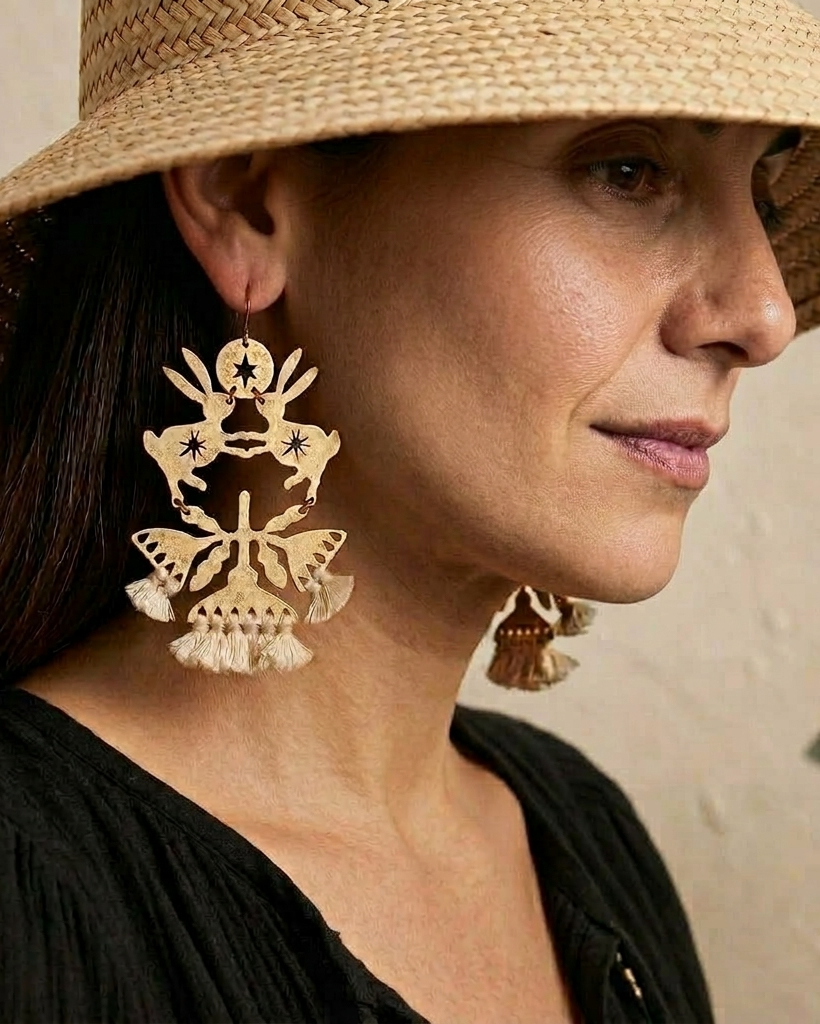 Brass Dancing Hares Earrings