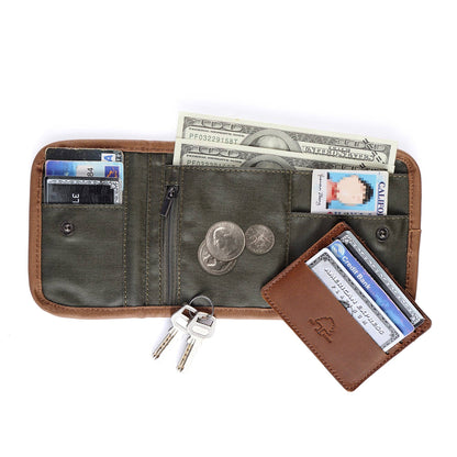 Coated Canvas Wallet in Army Green