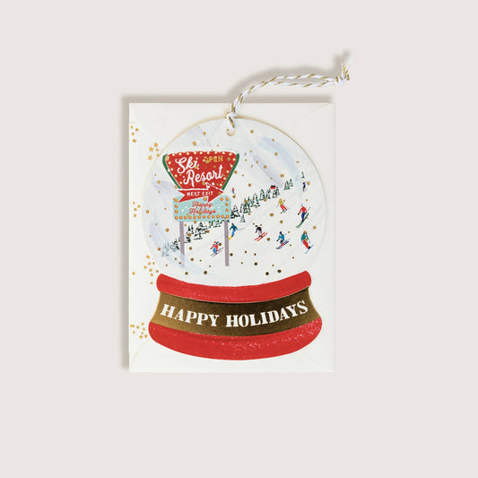 Happy Holidays Ski Resort Snowglobe Boxed Cards