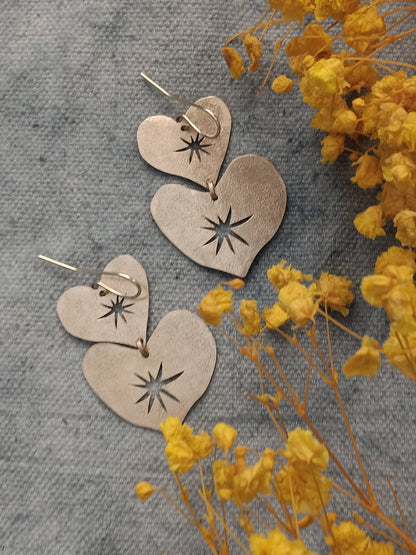 Brass Heart Earrings