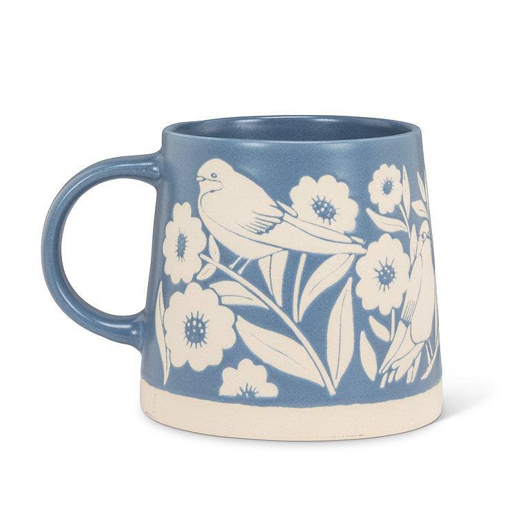 Blue Birds & Leave Wide Base Mug