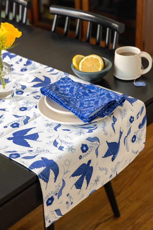 Blue Songbird Table Runner