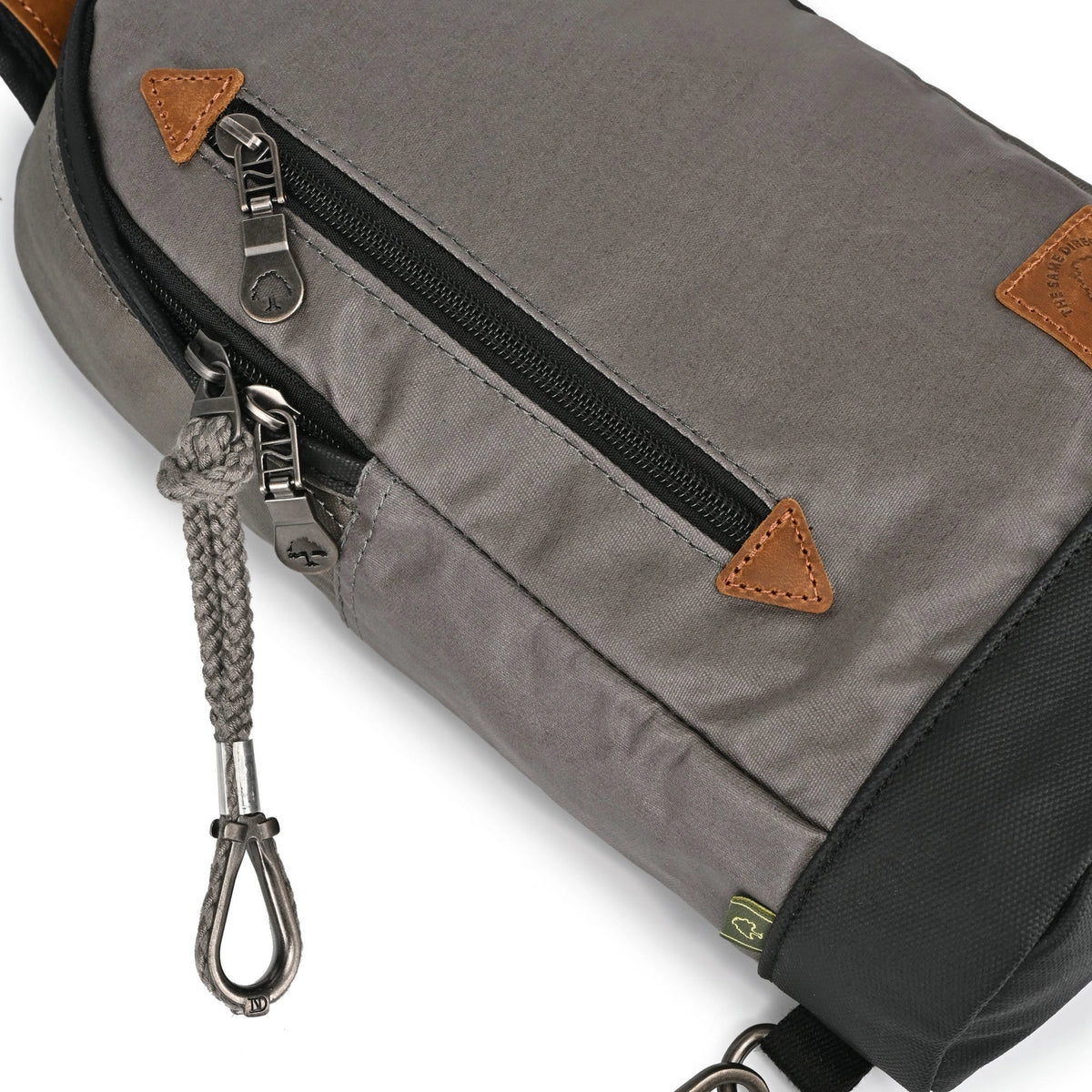 Coated Canvas Sling Bag in Grey