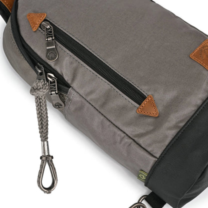 Coated Canvas Sling Bag in Grey