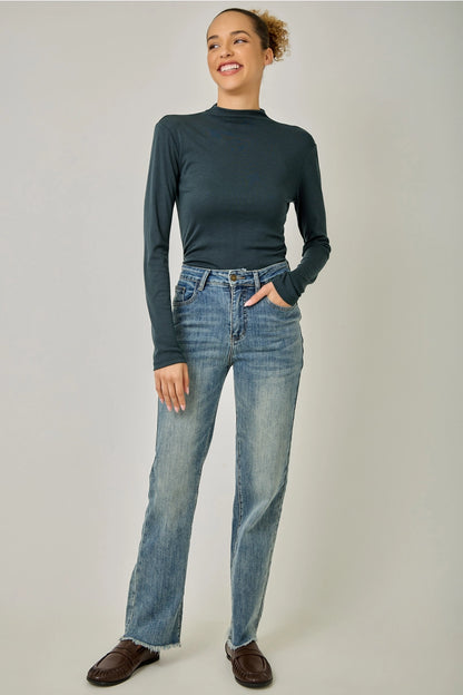 Modal Mock Neck Top in Teal