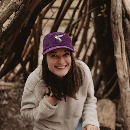Ruby-throated Hummingbird Corduroy Hat in Mulberry