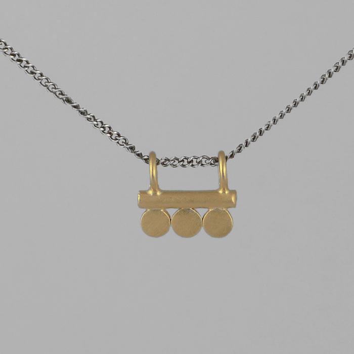 Gold Bar Amulet Disc Necklace