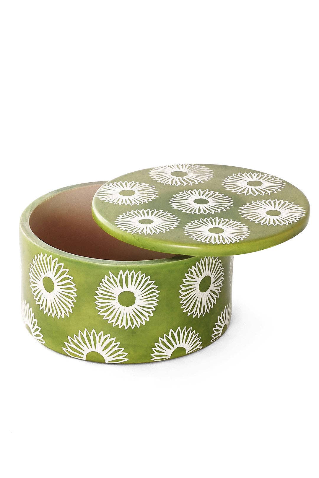 Green Blossom Soapstone Box