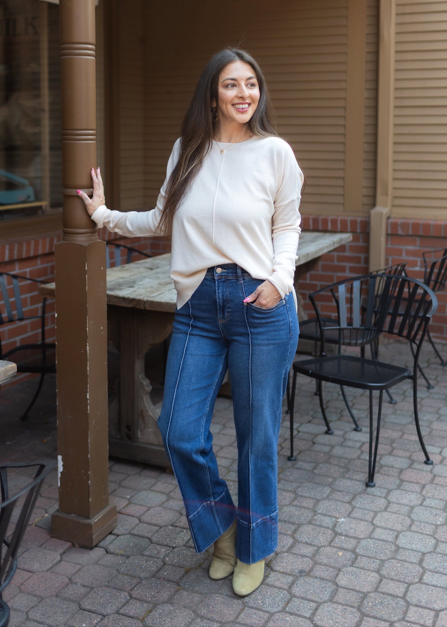 Wagner Crew Neck Sweater in Ecru | Kerisma