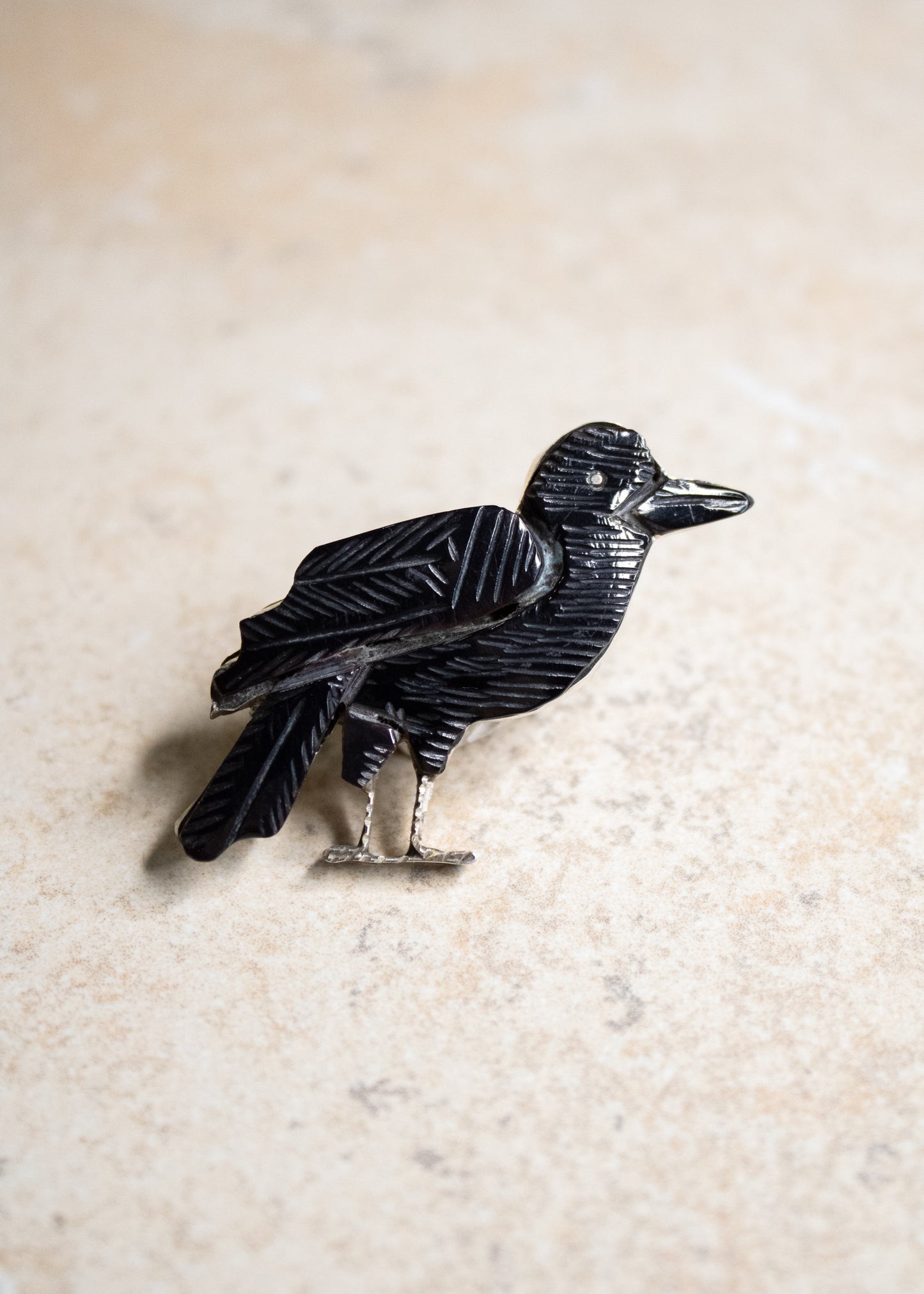 Carved Raven Pin