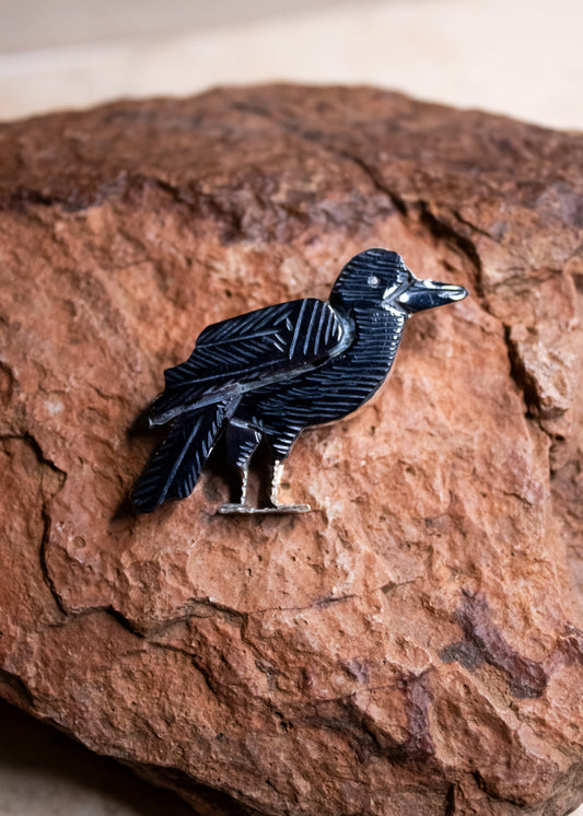 Carved Raven Pin