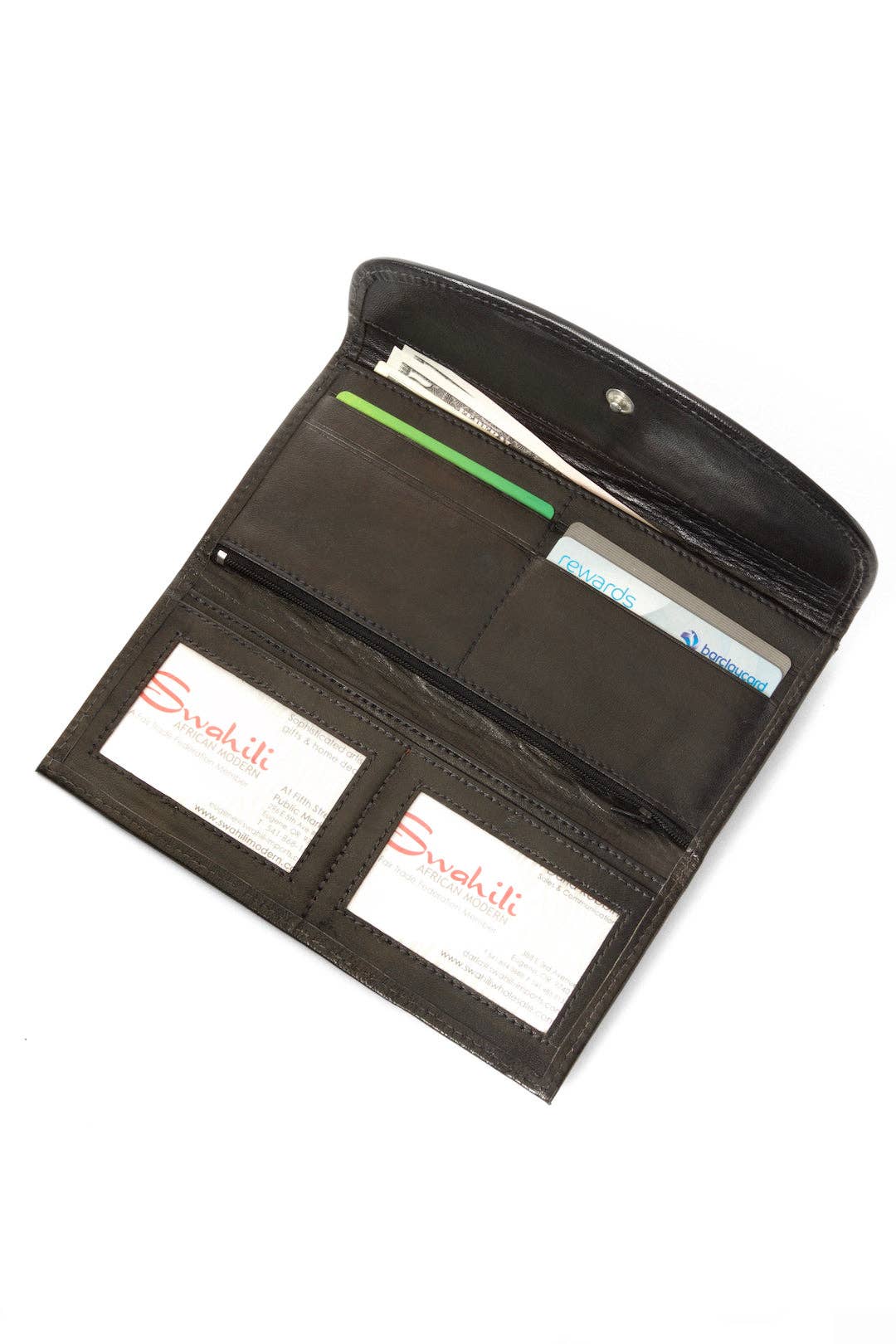 Blue Mudcloth & Leather Wallet