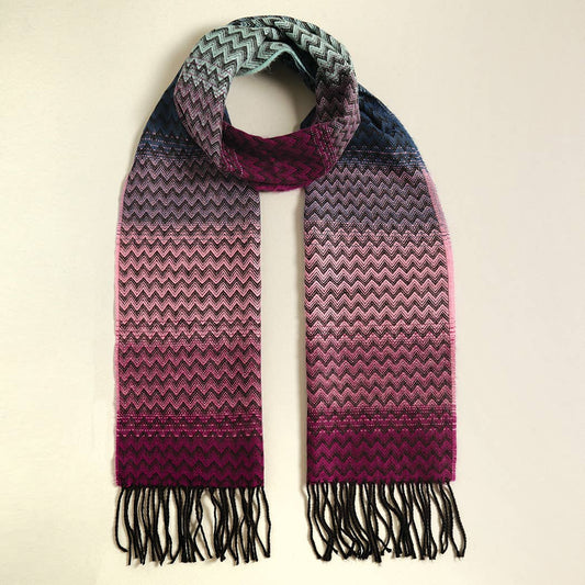 Cashmere Feel Zig Zag Scarf in Purple