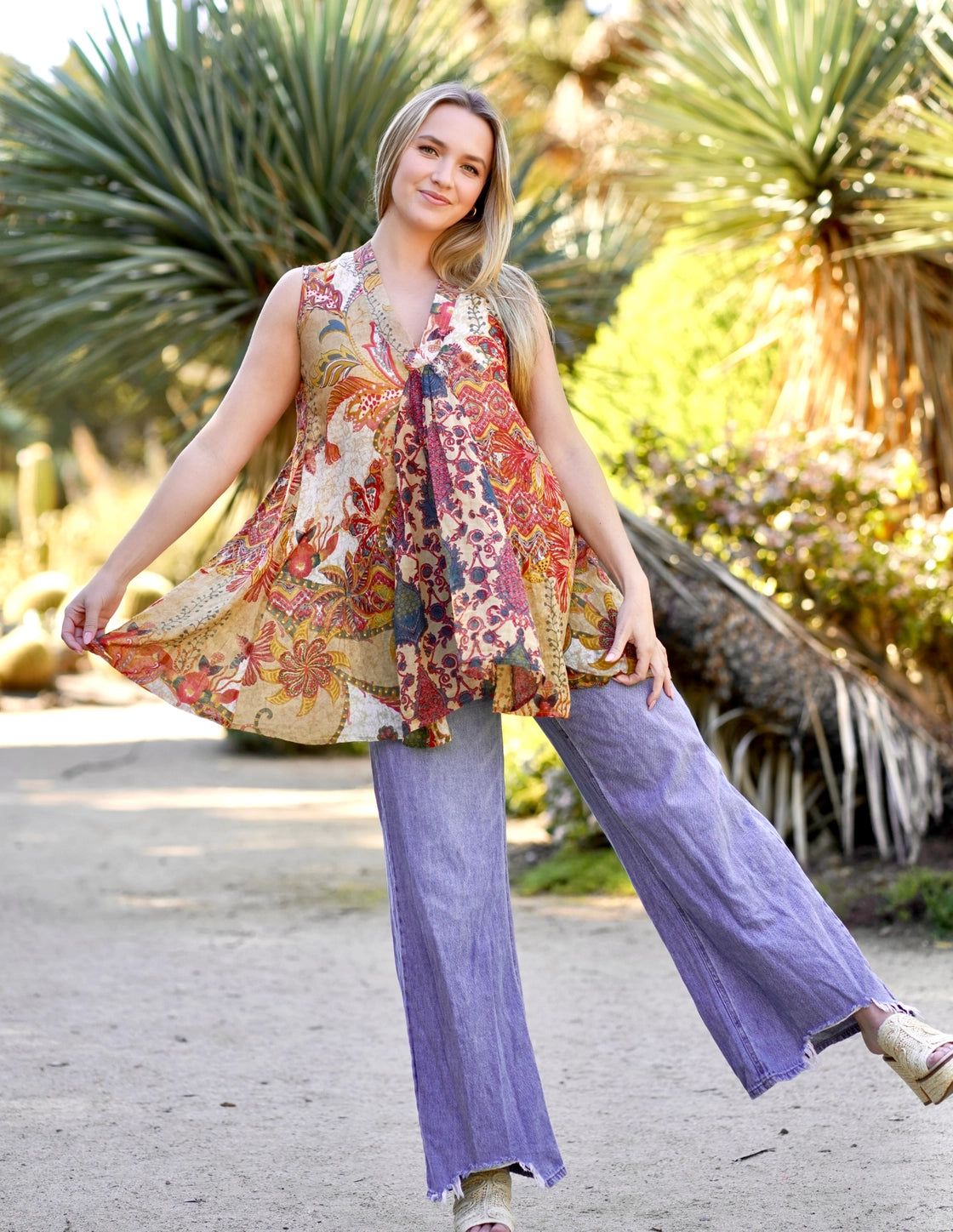 Alani Tunic Tank in Multi Print