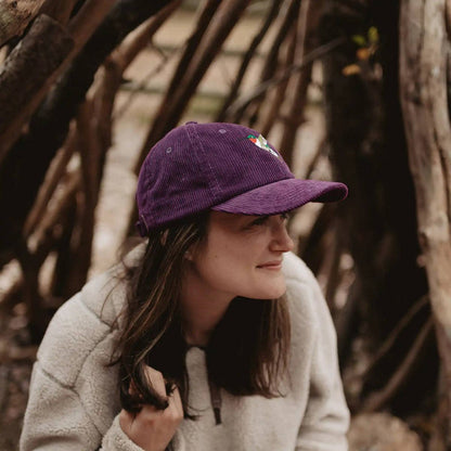 Ruby-throated Hummingbird Corduroy Hat in Mulberry