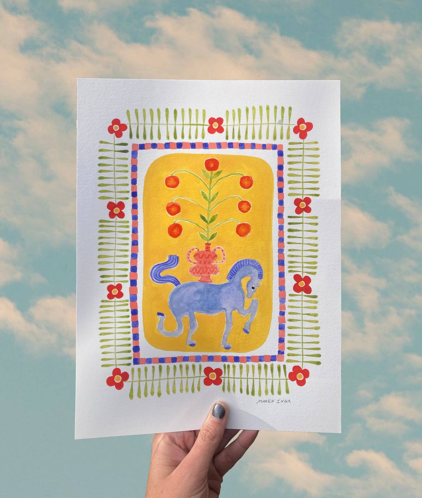 Blue Horse Giclee Art Print | Maren Inga