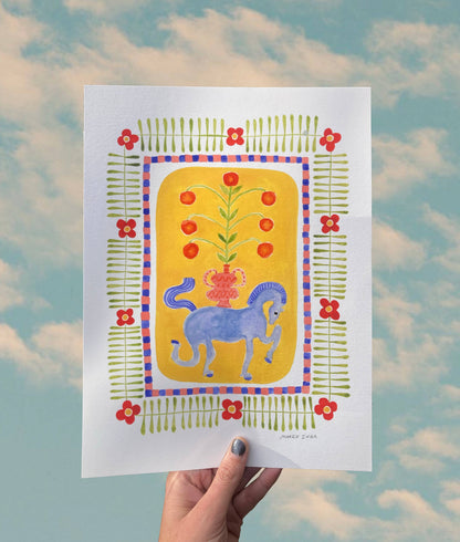 Blue Horse Giclee Art Print | Maren Inga