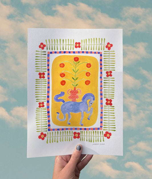 Blue Horse Giclee Art Print | Maren Inga