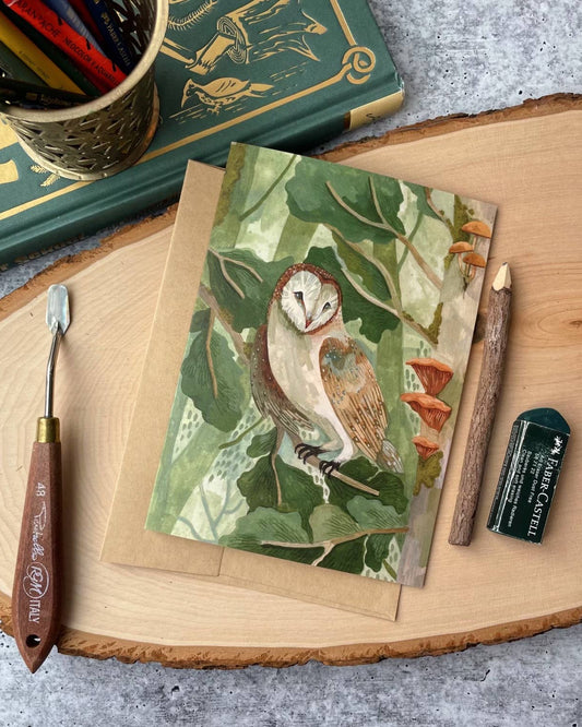 Forest Barn Owl Card