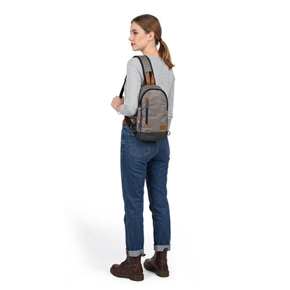 Coated Canvas Sling Bag in Army Green