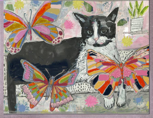 Cat + Butterflies Card