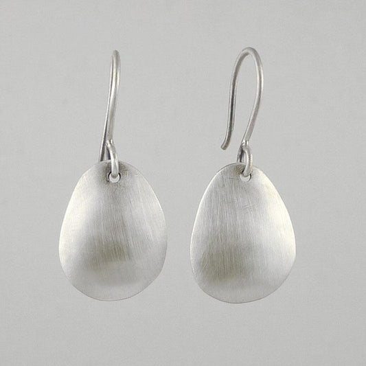 Organic Domed Drop Earrings in Silver