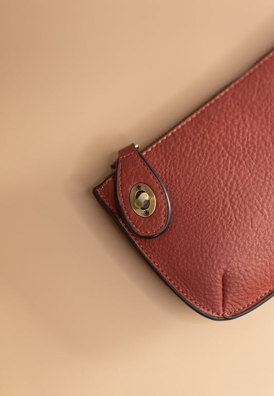 Mini Crossbody Wristlet Clutch in Cinnamon