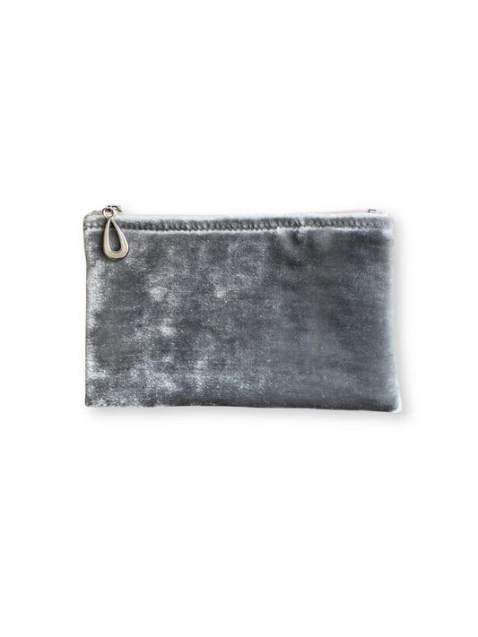 Silk Velvet Coin Purse in Silver