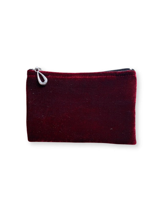 Silk Velvet Coin Purse in Wine