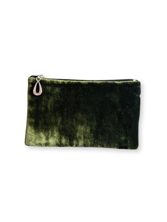 Silk Velvet Coin Purse in Pine