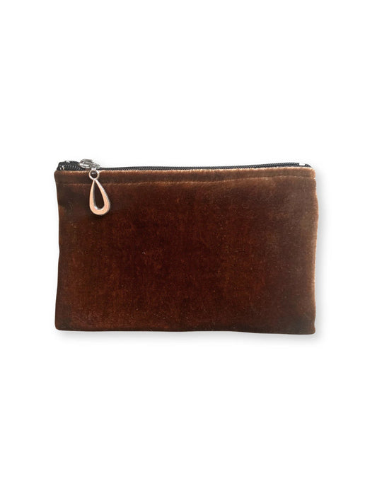 Silk Velvet Coin Purse in Bronze