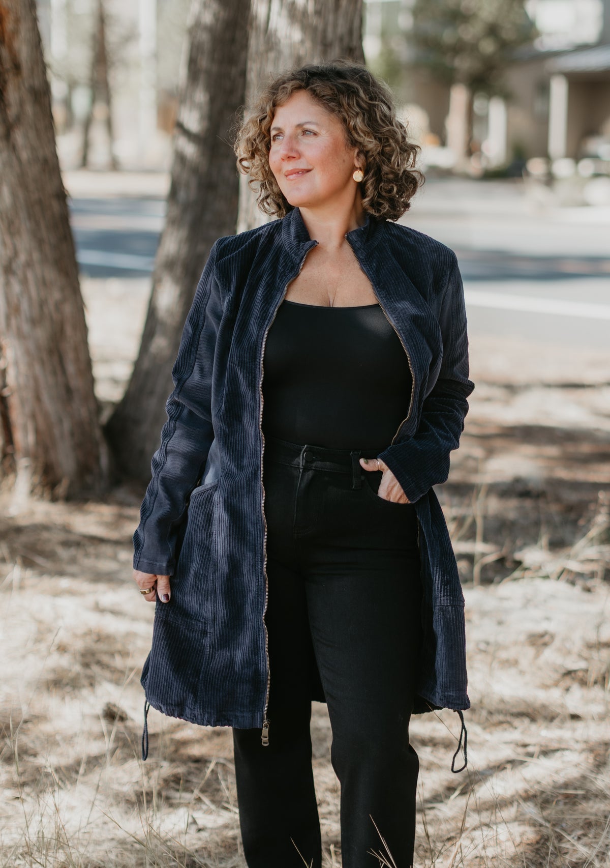 Uzma Corduroy Dress in Navy | Wearables