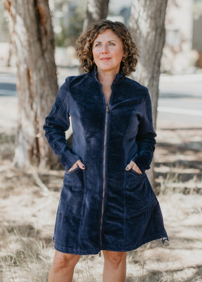 Uzma Corduroy Dress in Navy | Wearables