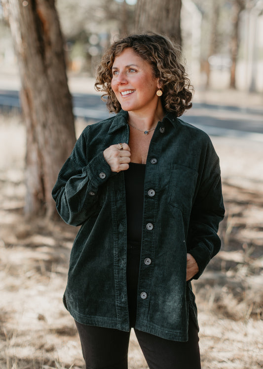 Lincoln Corduroy Shacket in Dark Teal | Wearables