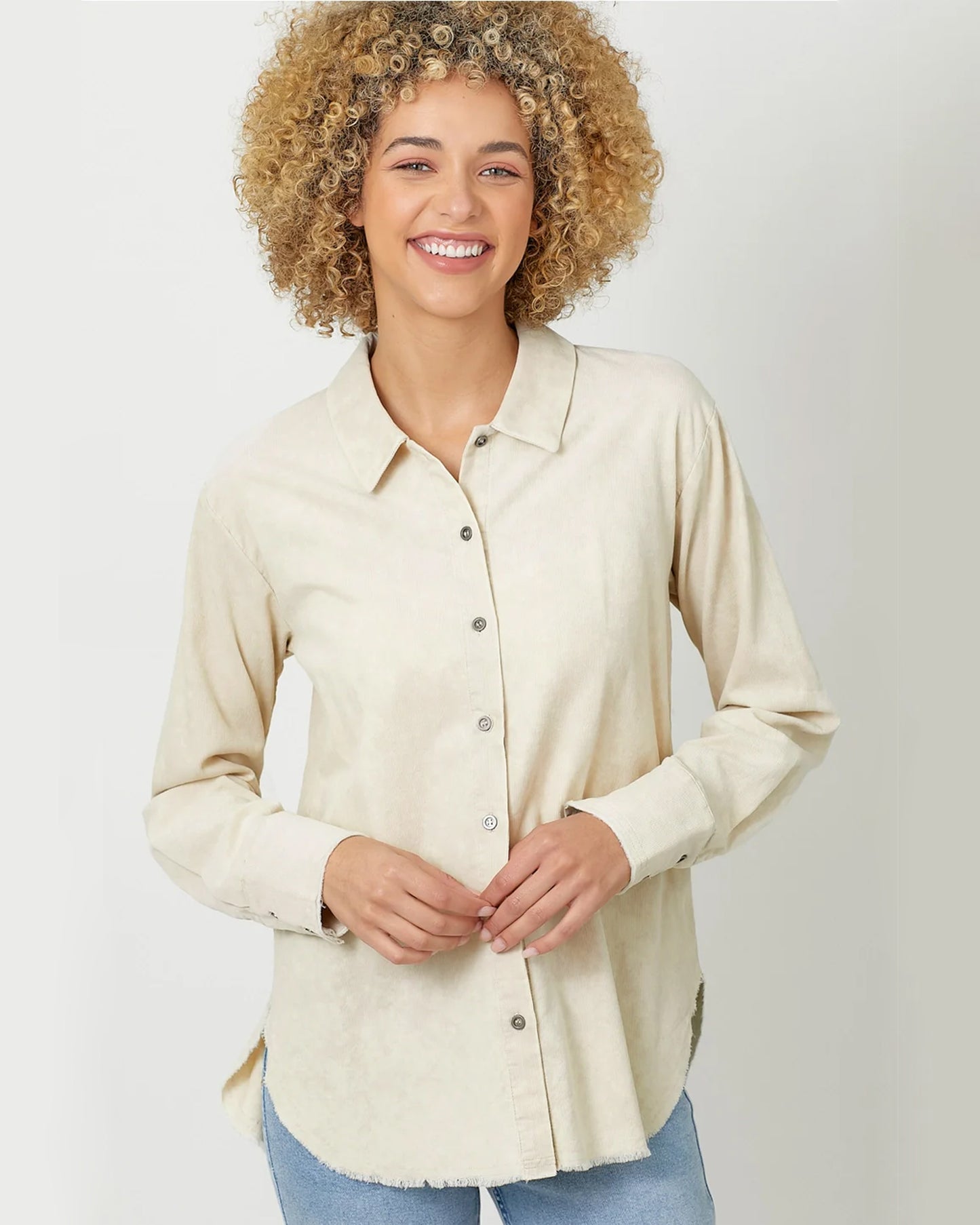 Washed Corduroy Shirt in Oatmeal