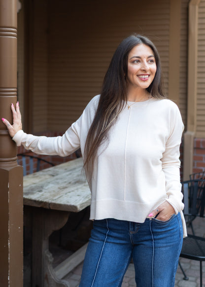 Wagner Crew Neck Sweater in Ecru | Kerisma