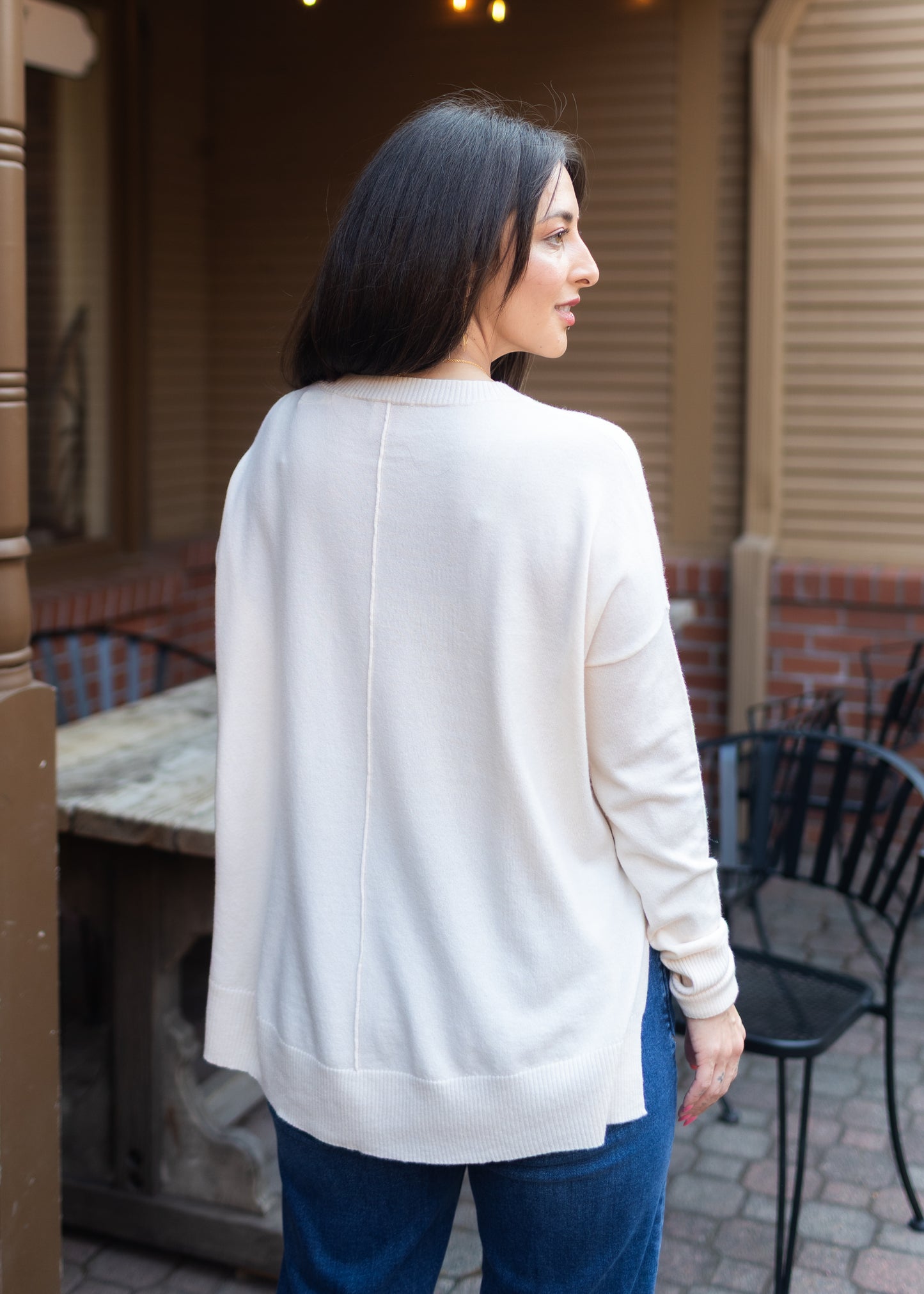 Wagner Crew Neck Sweater in Ecru | Kerisma