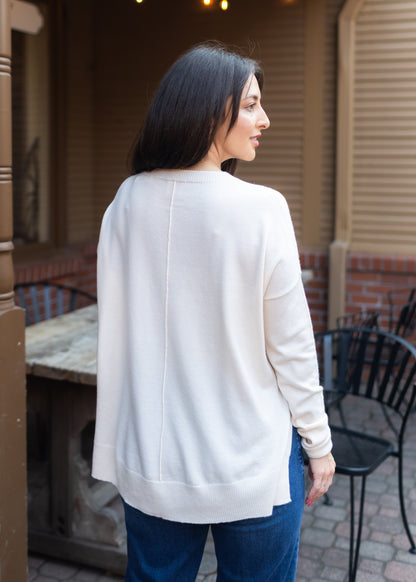 Wagner Crew Neck Sweater in Ecru | Kerisma