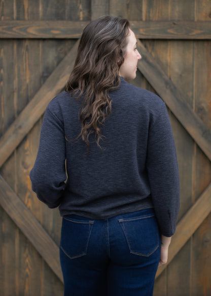 Crimped Mock Neck Top in Iron | Cut•Loose