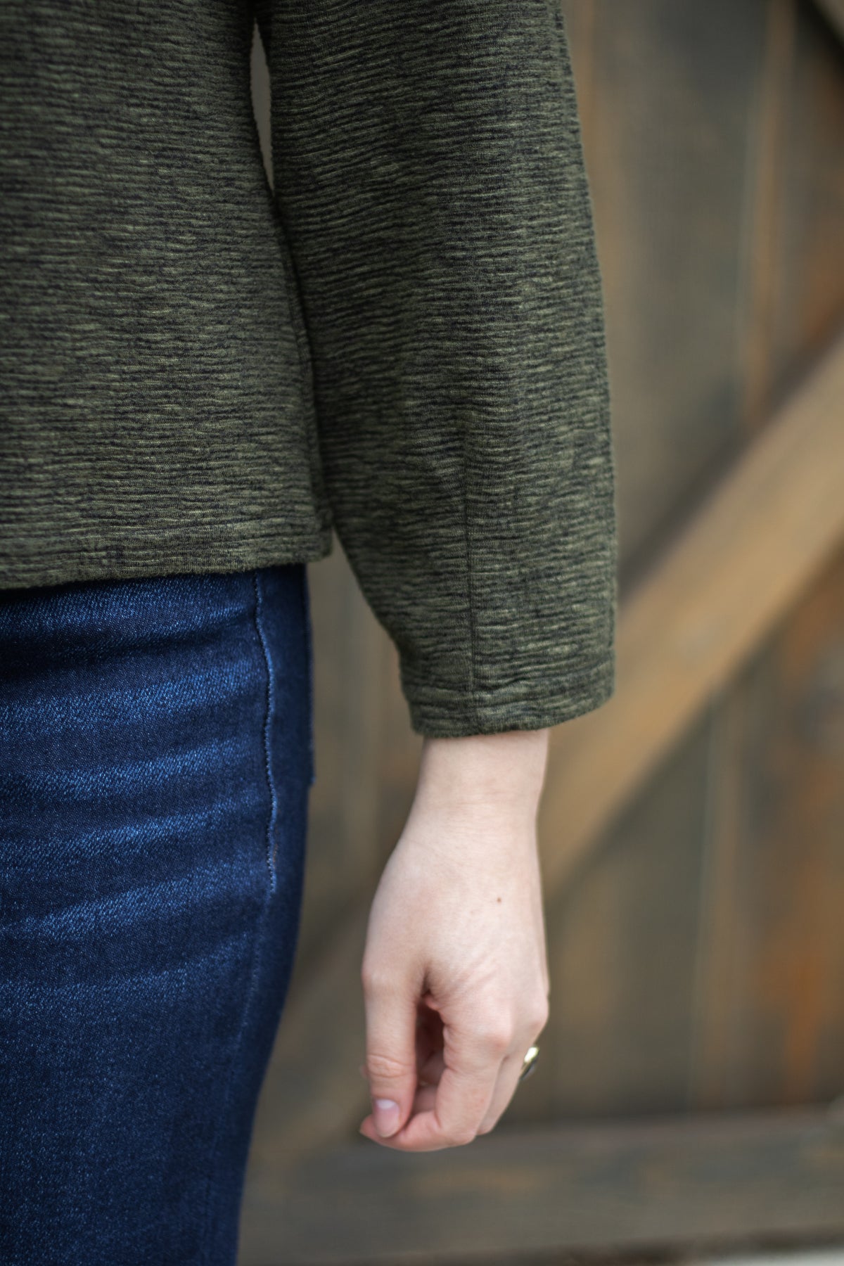 Crimped Mock Neck Top in Kelp | Cut•Loose