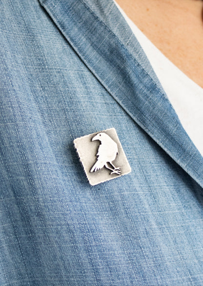 Sterling Silver Raven Pin