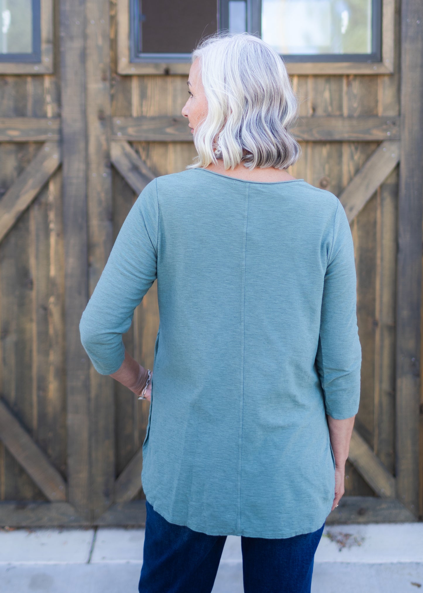 3/4 Sleeve V-Neck Top in Succulent | Cut•Loose