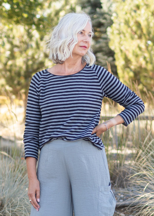 3/4 Sleeve Stripe Tee in Tandoori | Cut•Loose