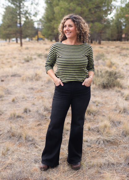 3/4 Sleeve Stripe Boatneck in Frog | Cut•Loose