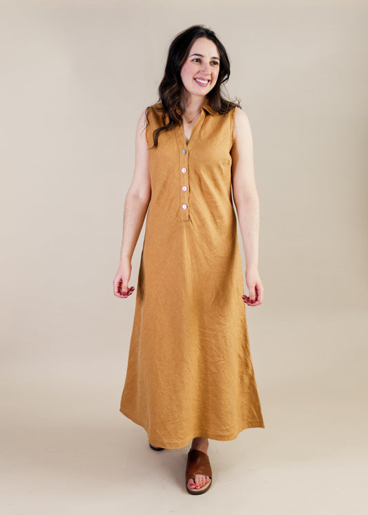 Linen Bias Placket Dress in Manuka | Cut•Loose