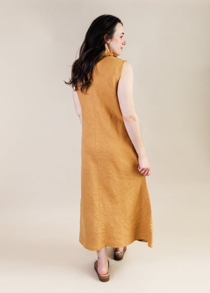 Linen Bias Placket Dress in Manuka | Cut•Loose